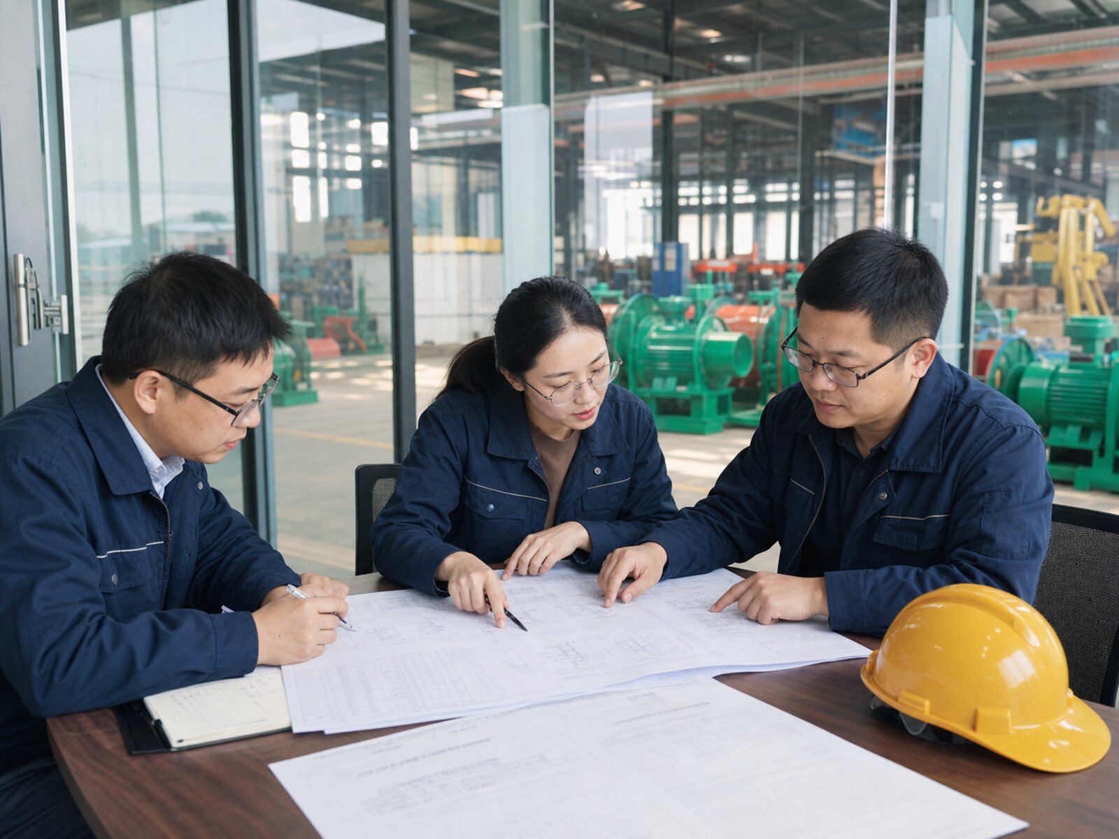 Zhongmei underground equipment team reviewing project drawings