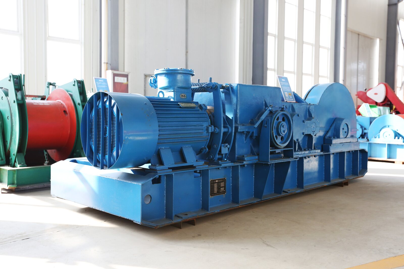 Mine winch photographed on the Zhongmei factory floor